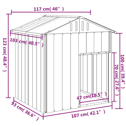 Caseta Perros Tejado Acero Galvanizado Gris Claro 117x103x123cm_4