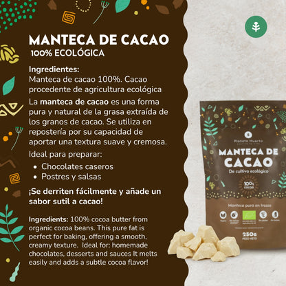 Manteiga de cacau pura em pedaços ECO Planeta Huerto 250 g
