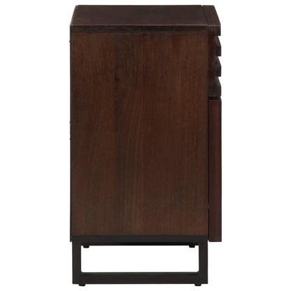 Mesita De Noche Madera Maciza Mango Marrón 50x34x60 Cm_1