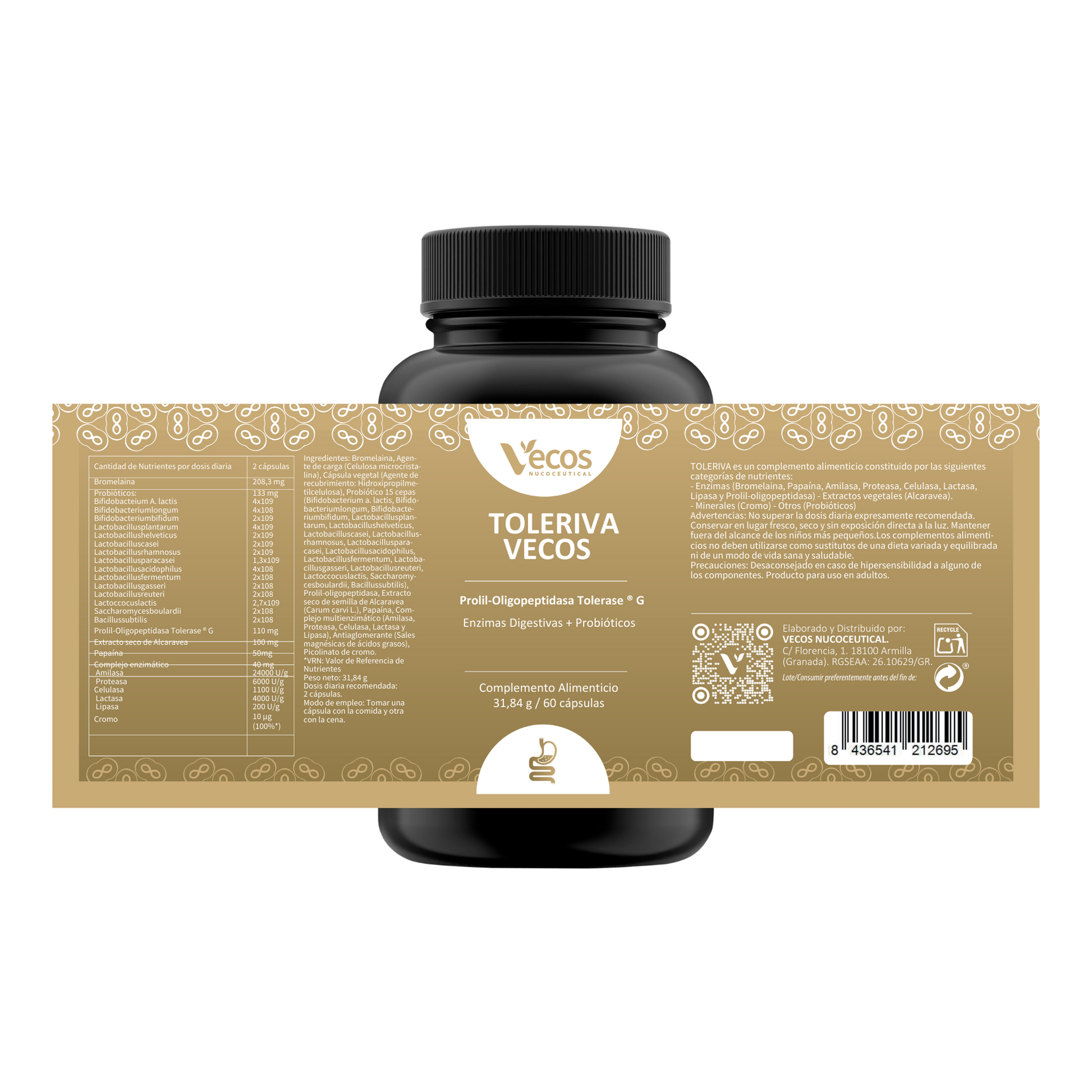 Toleriva Vecos 60 Cápsulas | Digestión Y Enzimas Digestivas | Probióticos, Lactasa Y Bromelaína_4