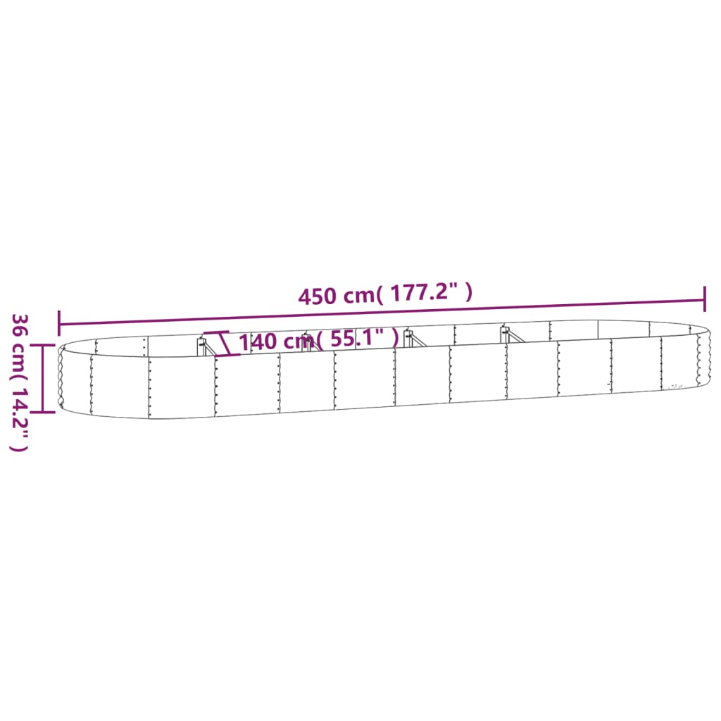 Jardinera Arriate Acero Galvanizado Plata 450x140x36 Cm_5