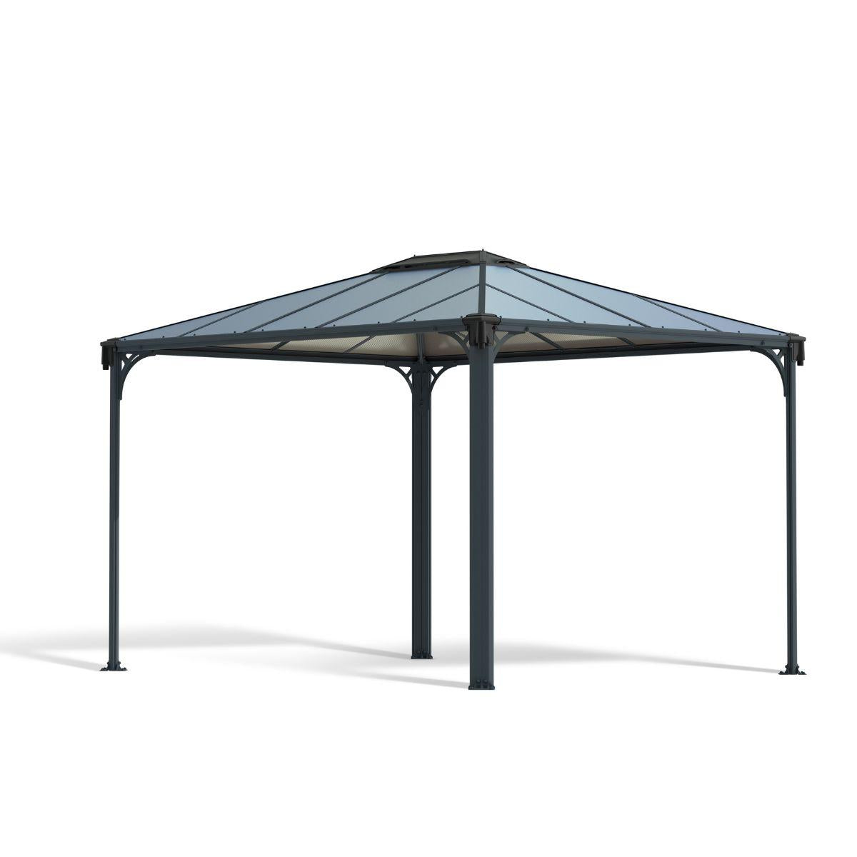 Gazebo Martinique 3600 em alumínio cinzento com cobertura em policarbonato bronze da Palram