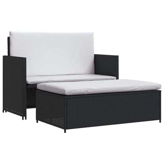 Vidaxl Set Muebles De Jardín 2 Piezas Y Cojines Ratán Sintético Negro_0