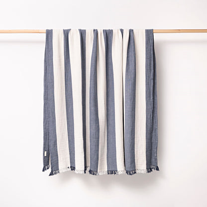Manta Rayas 140x190cm 100% Algodón 240gsm Navy Mediterranean Scalpers Home