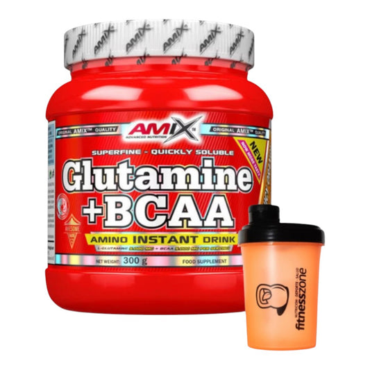 Glutamine + Bcaa 300 Gr + ¡shaker Fitnesszone De Regalo! Naranja_0