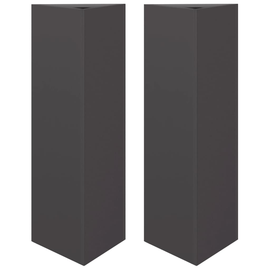 Jardineras Triangulares 2 Uds Acero Negro 30x26x75 Cm_0