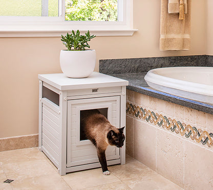 Arenero Para Gatos Cubierto Borneo - Fabricado En Ecoflex - Integra El Arenero En La Decoración De Tu Hogar, 58x44,6x70,2 Cm, 4 Colores (blanco)_1