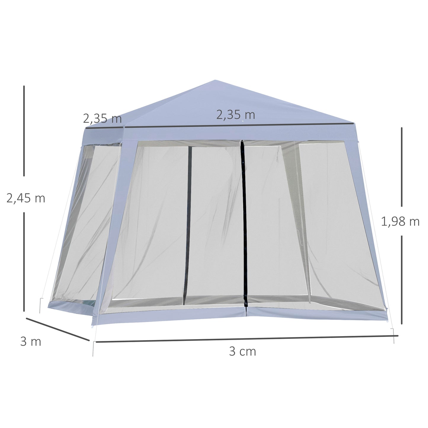 Outsunny Carpa De Jardín 3x3 M Con 4 Paredes Laterales Mosquitera Exterior Gris_2
