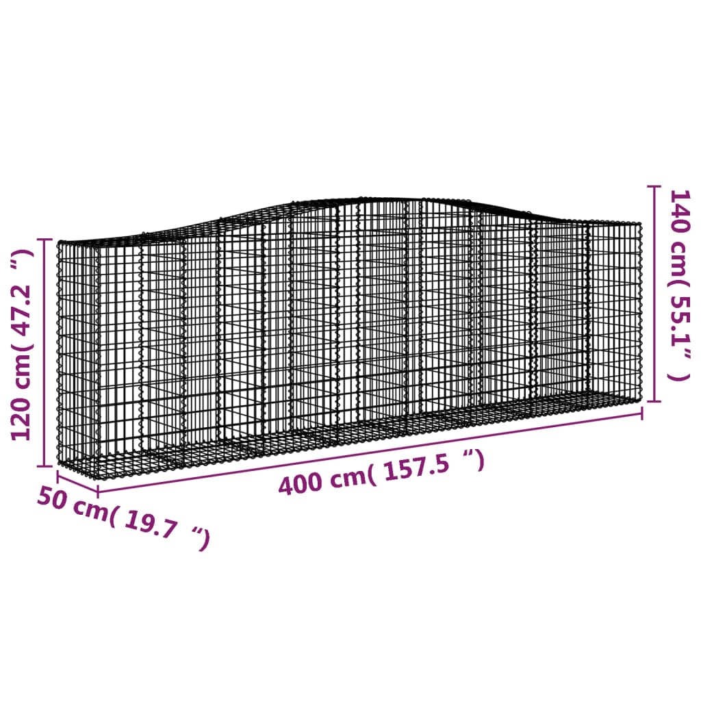 Cestas De Gaviones 6 Uds Forma De Arco Hierro 400x50x120/140 Cm_5