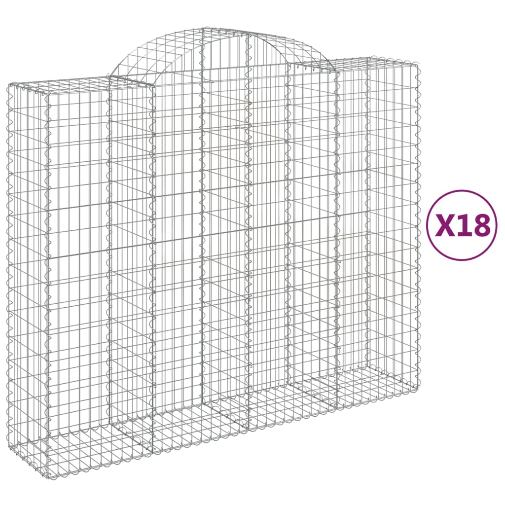 Cestas Gaviones 18 Uds Forma De Arco Hierro 200x50x160/180 Cm_0