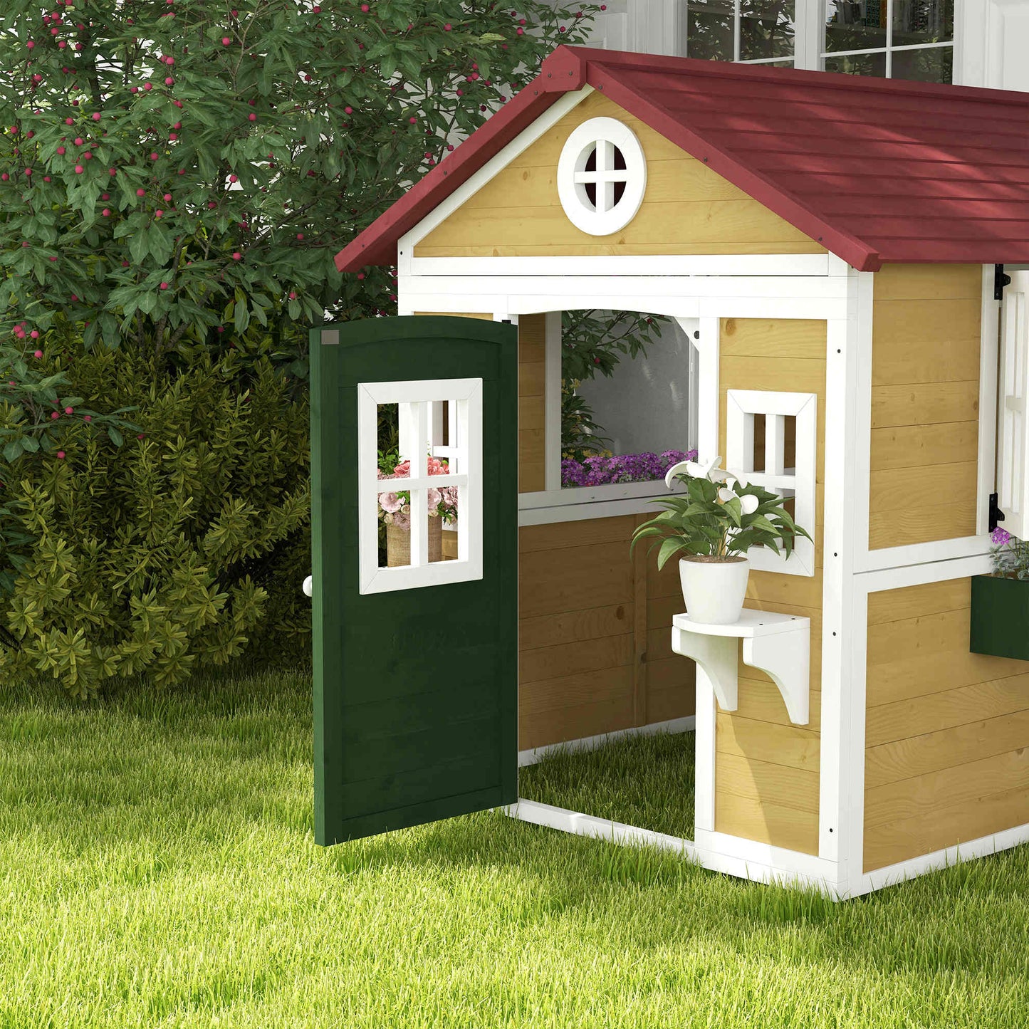 Outsunny Casa De Jardín Infantil Con Jardineras 114x126,4x135 Cm Natural_3