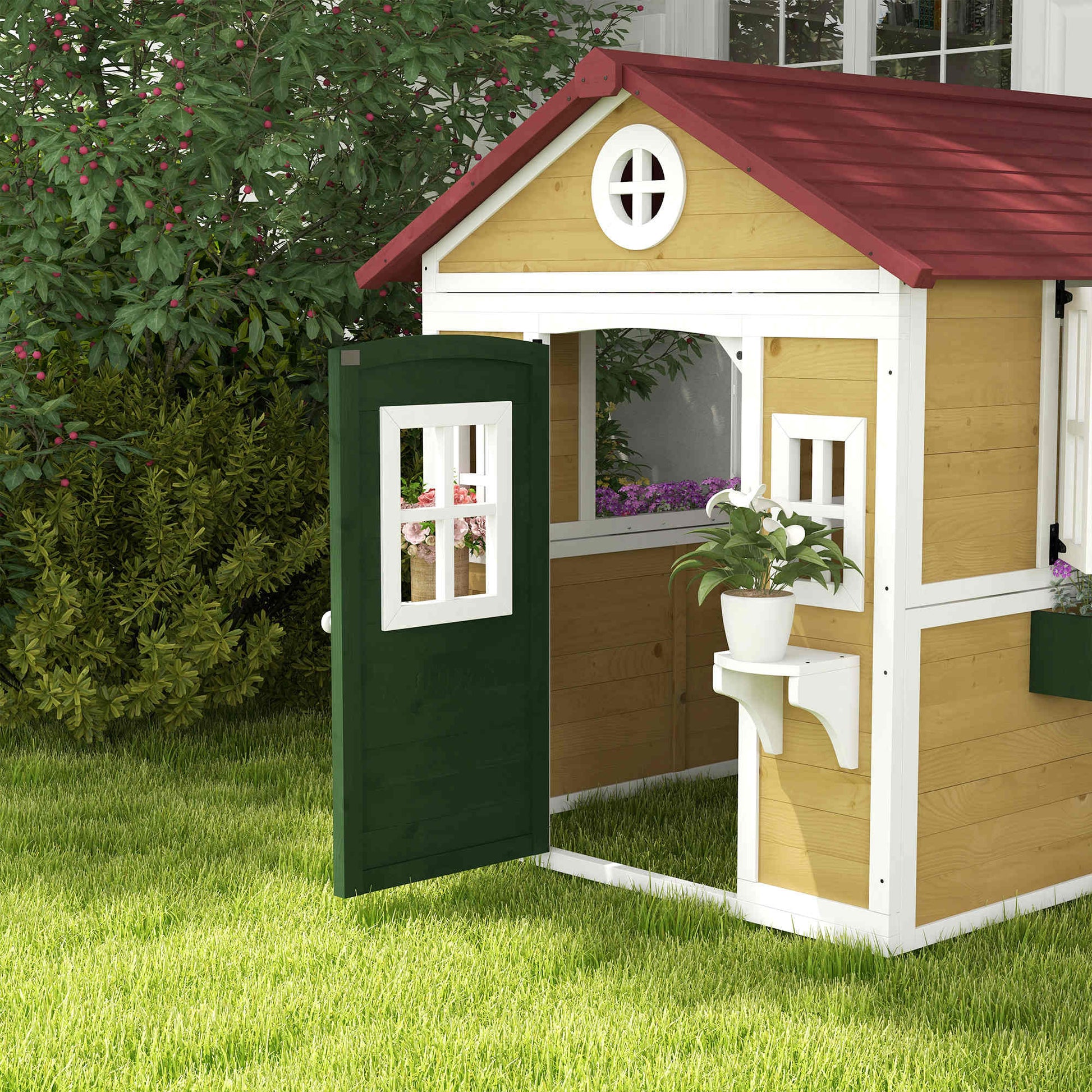 Outsunny Casa De Jardín Infantil Con Jardineras 114x126,4x135 Cm Natural_3