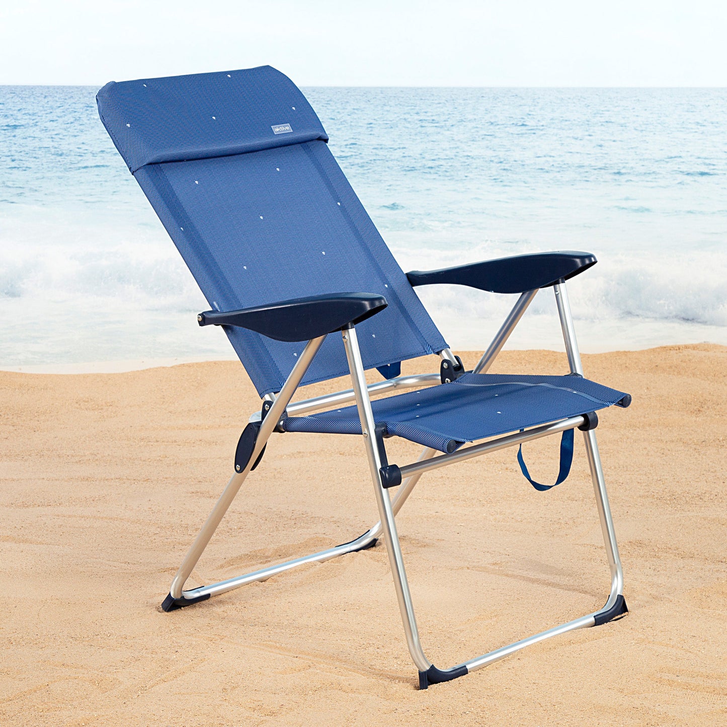 Aktive Pack 2 Sillas Plegables Playa 48x65x110 Cm Azul 4 Posiciones_2