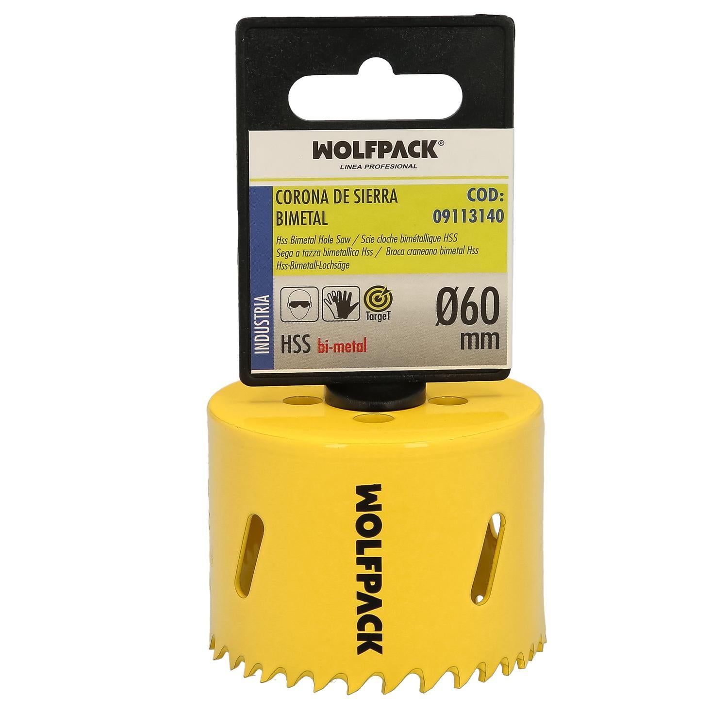 Corona Sierra Bimetal Ø 60 Mm. Templado Termico, Base Reforzada. Corona Madera, Broca Agujeros Madera, Acero, Hierro, Plasticos