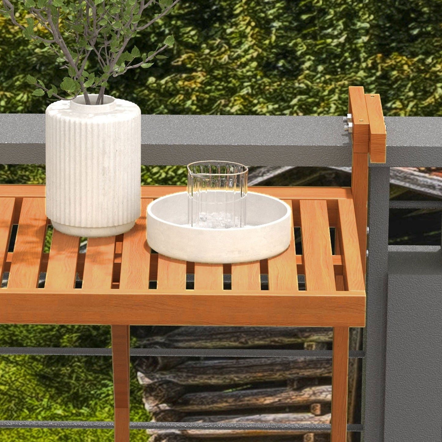 Outsunny Mesa Colgante De Balcón Plegable De Madera 68x65x40,5-55 Cm Natural_5