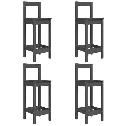 Vidaxl Set De Mesa Y Taburetes Altos Jardín 5 Piezas Madera Pino Gris_5