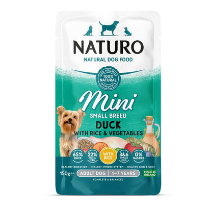 Naturo Comida Humeda Perro Raza Mini De Pato Arroz Y Veg 150g X 8 Sobres_0