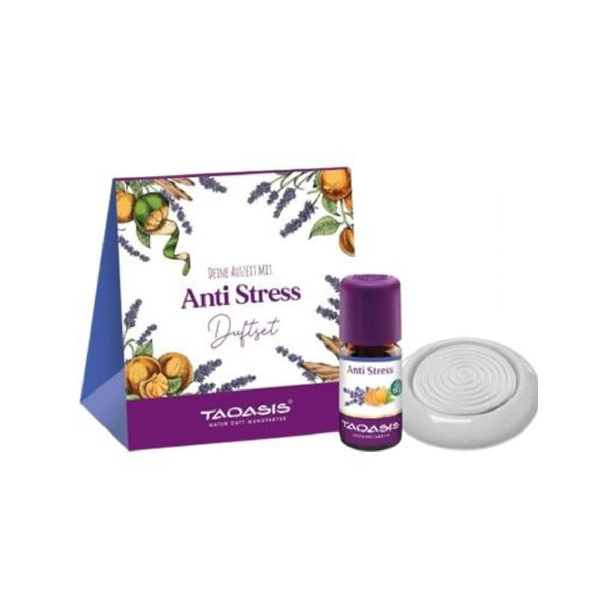 Kit Antiestrés: Mezcla Antiestrés, 5 ml, + Cuenco difusor de porcelana en caja de regalo