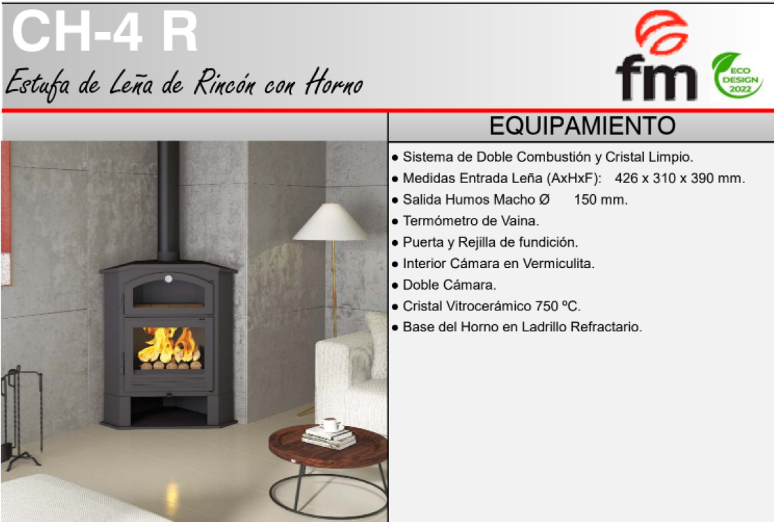BRICOSOL Estufa Leña Rincón con Horno FM Modelo CH-4 R_0