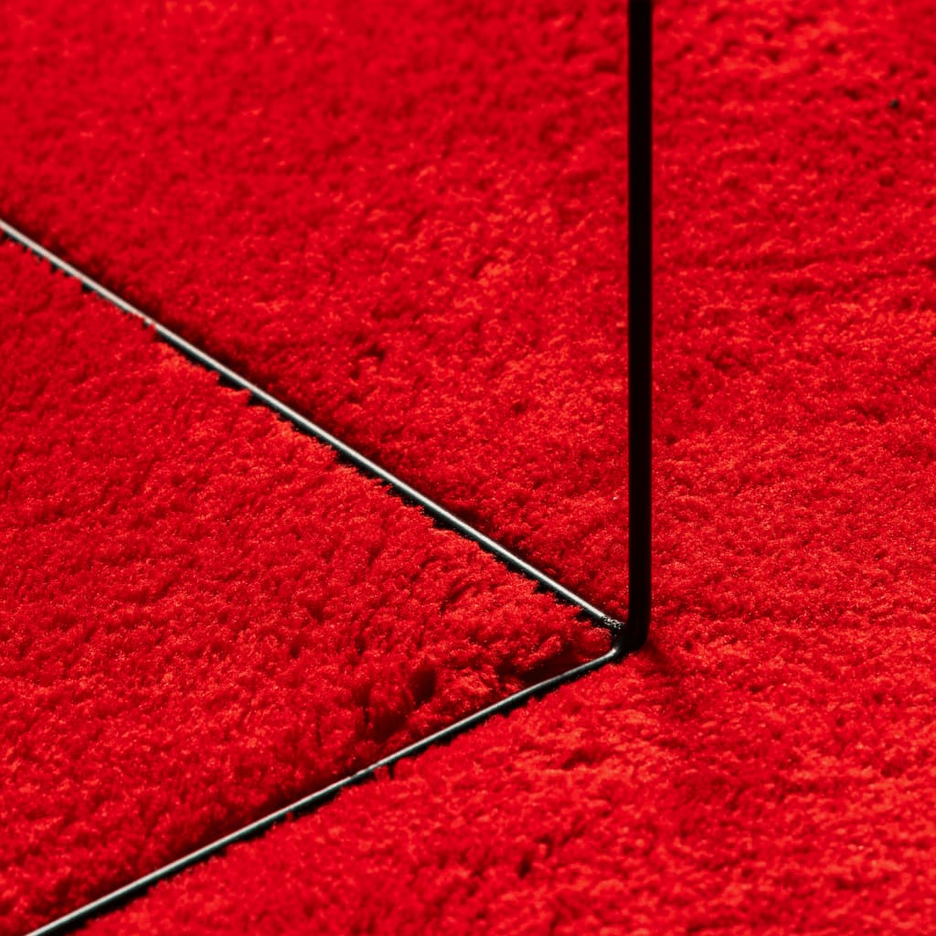 Alfombra De Pelo Corto Suave Lavable Huarte Rojo Ø 100 Cm / Vetonek_5