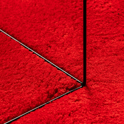 Alfombra De Pelo Corto Suave Lavable Huarte Rojo Ø 100 Cm / Vetonek_5