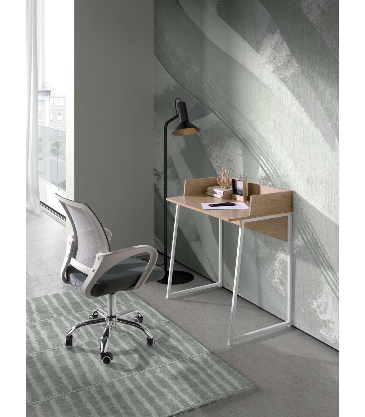 Silla Despacho De Diseño Moderno Giratoria Elevable Acabado Gris, 53 Cm(ancho) 79/91 Cm(a_3