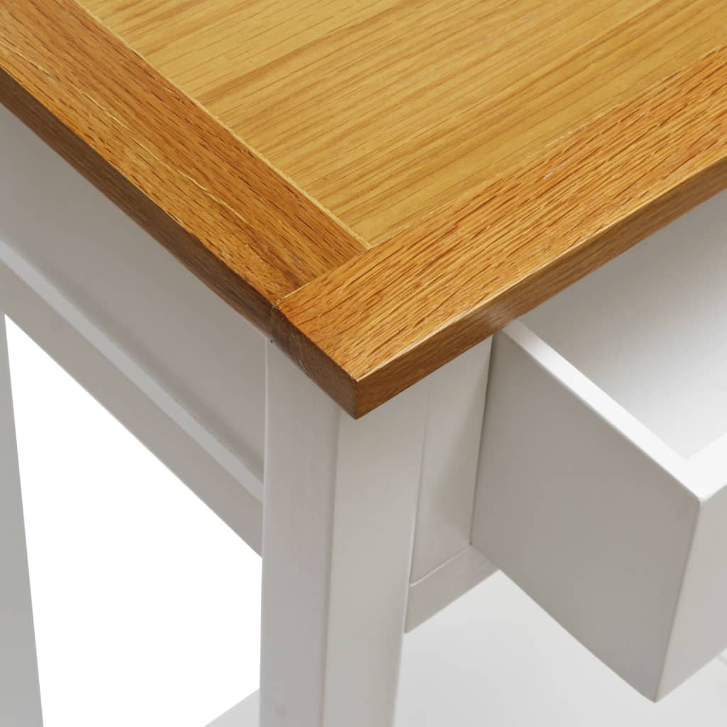 Mesa Auxiliar De Madera Maciza De Roble 50x32x75 Cm_3