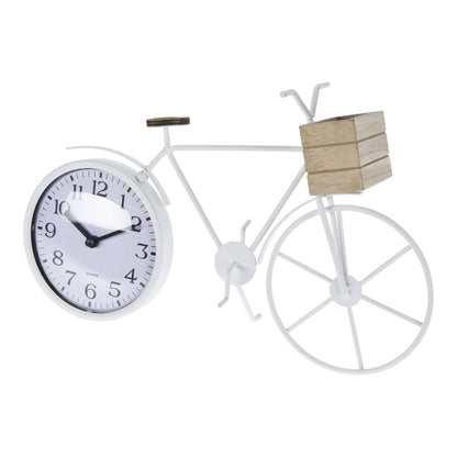 Well Home Reloj De Sobremesa Diseño Bicileta En Metal Blanco 33,5x8x23,5cm_0