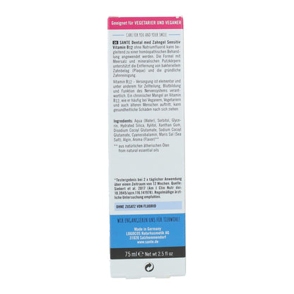 Pasta de dentes Sante sem flúor com vitamina B12, 75 ml