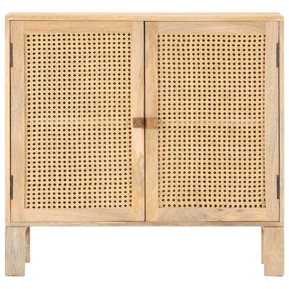 Aparador De Madera Maciza Mango Y Caña Natural 80x30x73 Cm_1