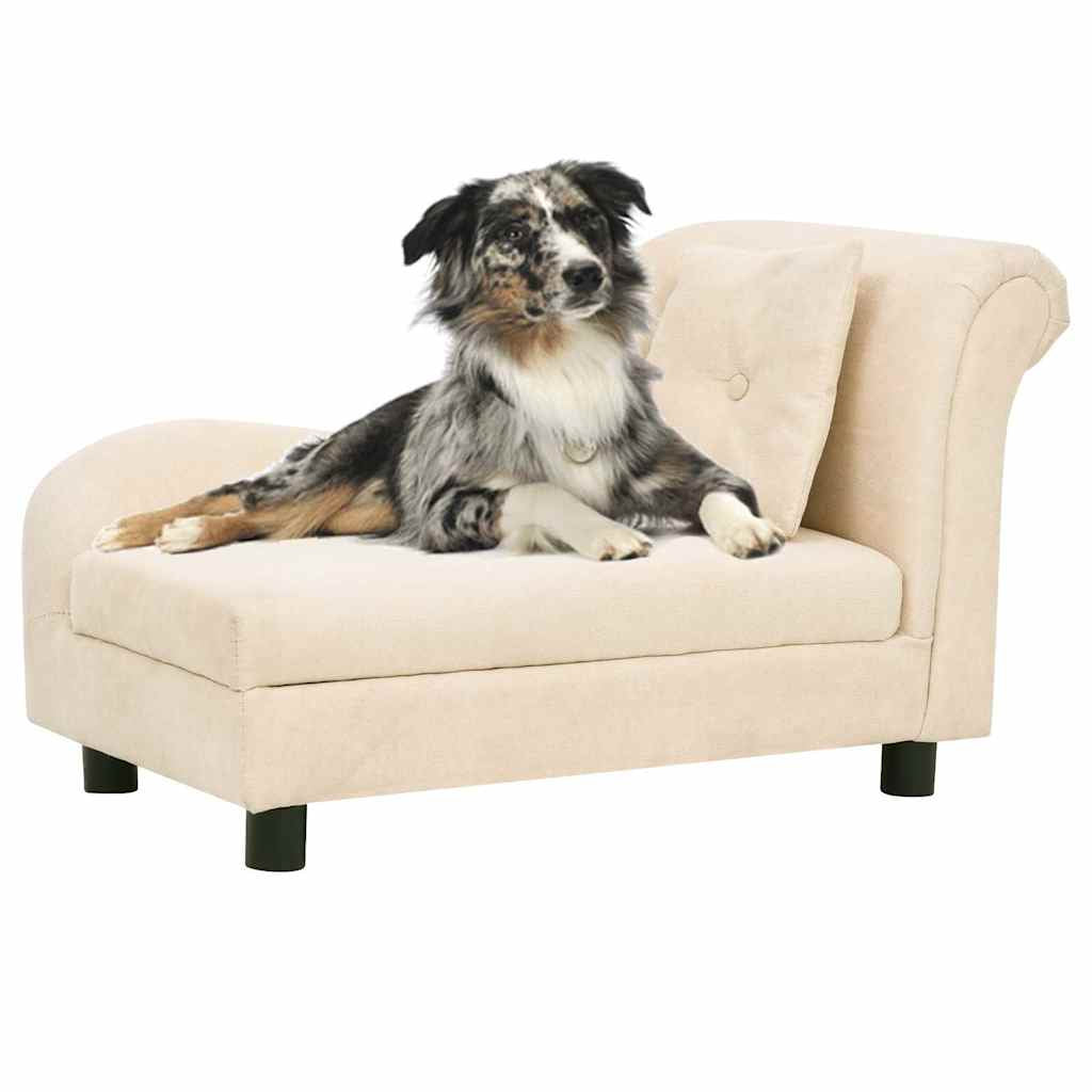 Vidaxl Sofá Para Perros Con Almohada Crema Felpa 83x44x44 Cm_1