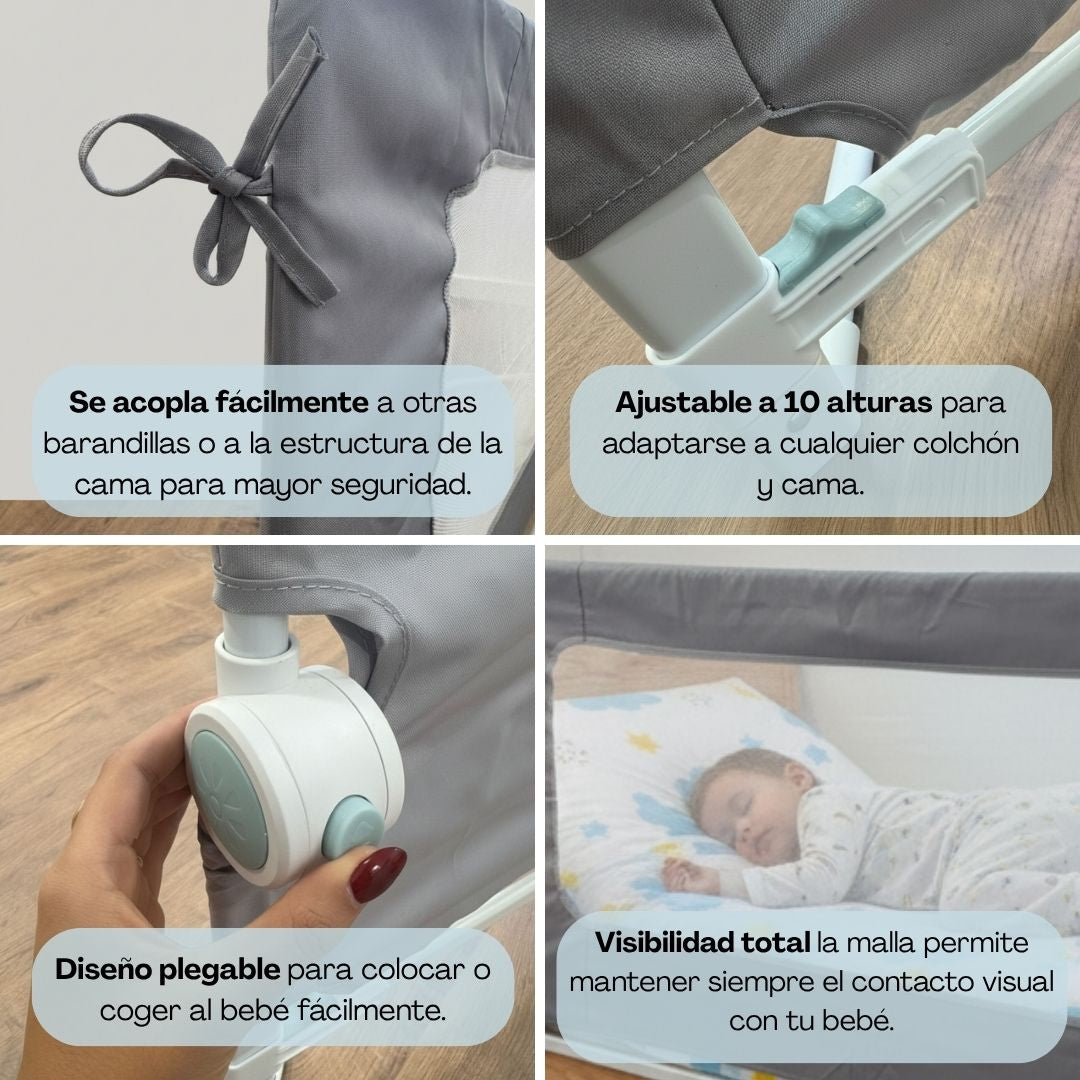 Barandilla De Cama Infantil 150 Cm – Altura Ajustable, Sistema Abatible, Malla Transpirable, Seguridad Anticaídas Bathby_4