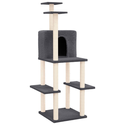 Rascador Para Gatos Con Postes De Sisal Gris Oscuro 144,5 Cm_0
