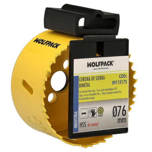 Corona Sierra Bimetal Ø 76 Mm. Templado Termico, Base Reforzada. Corona Madera, Broca Agujeros Madera, Acero, Hierro, Plasticos