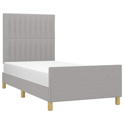 Estructura De Cama Con Cabecero De Tela Gris Claro 90x190 Cm / Vetonek_4