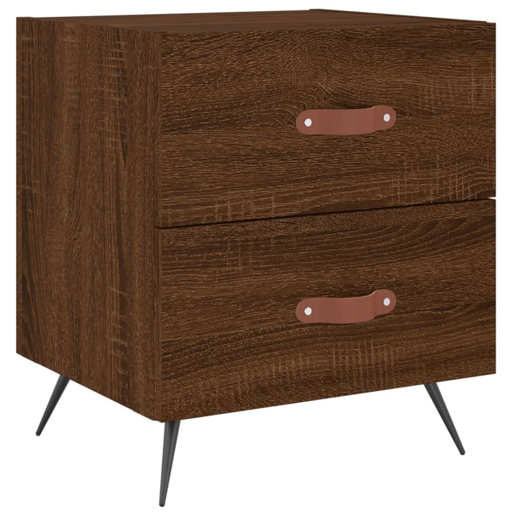 Mesita De Noche Madera De Ingeniería Marrón Roble 40x35x47,5 Cm_0