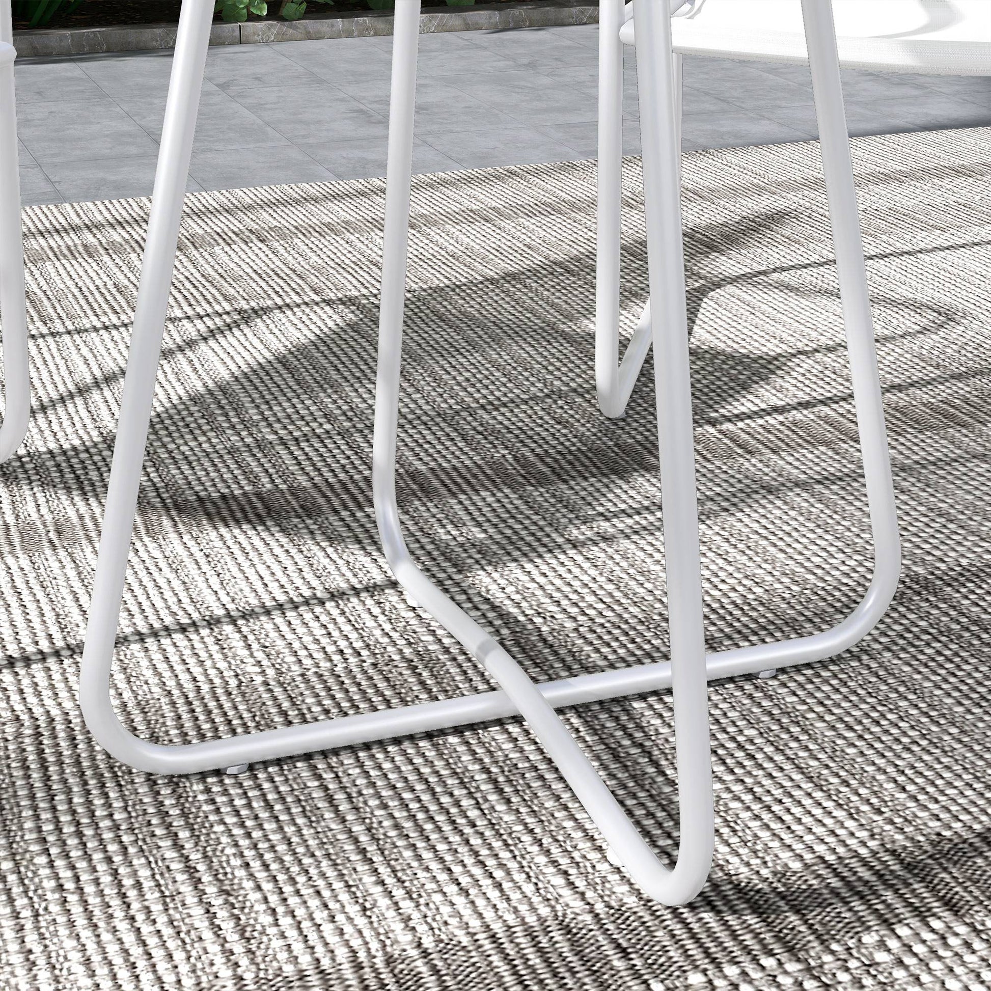 Outsunny Conjunto De Muebles De Jardín Con Marco De Acero Y Reposabrazos Blanco_4