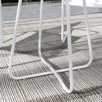 Outsunny Conjunto De Muebles De Jardín Con Marco De Acero Y Reposabrazos Blanco_4