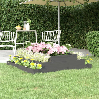 Jardinera De Madera Maciza De Pino Gris 110x110x27 Cm_1