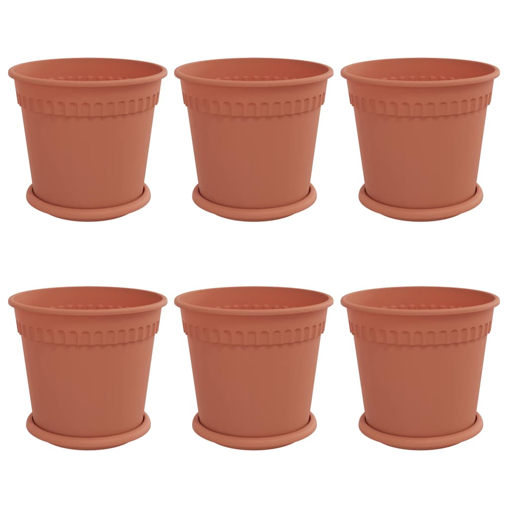 Macetas 6 Uds. Rojo Ladrillo Plástico_0