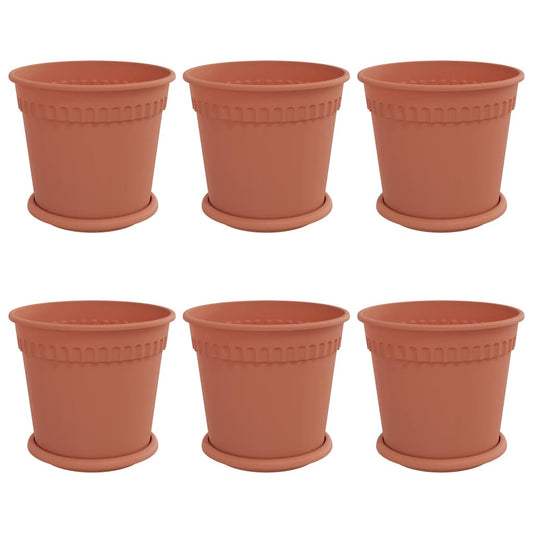 Macetas 6 Uds. Rojo Ladrillo Plástico_0