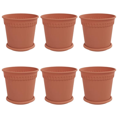Macetas 6 Pcs Rojo Ladrillo Ø 19 X 16 Cm Plástico_0