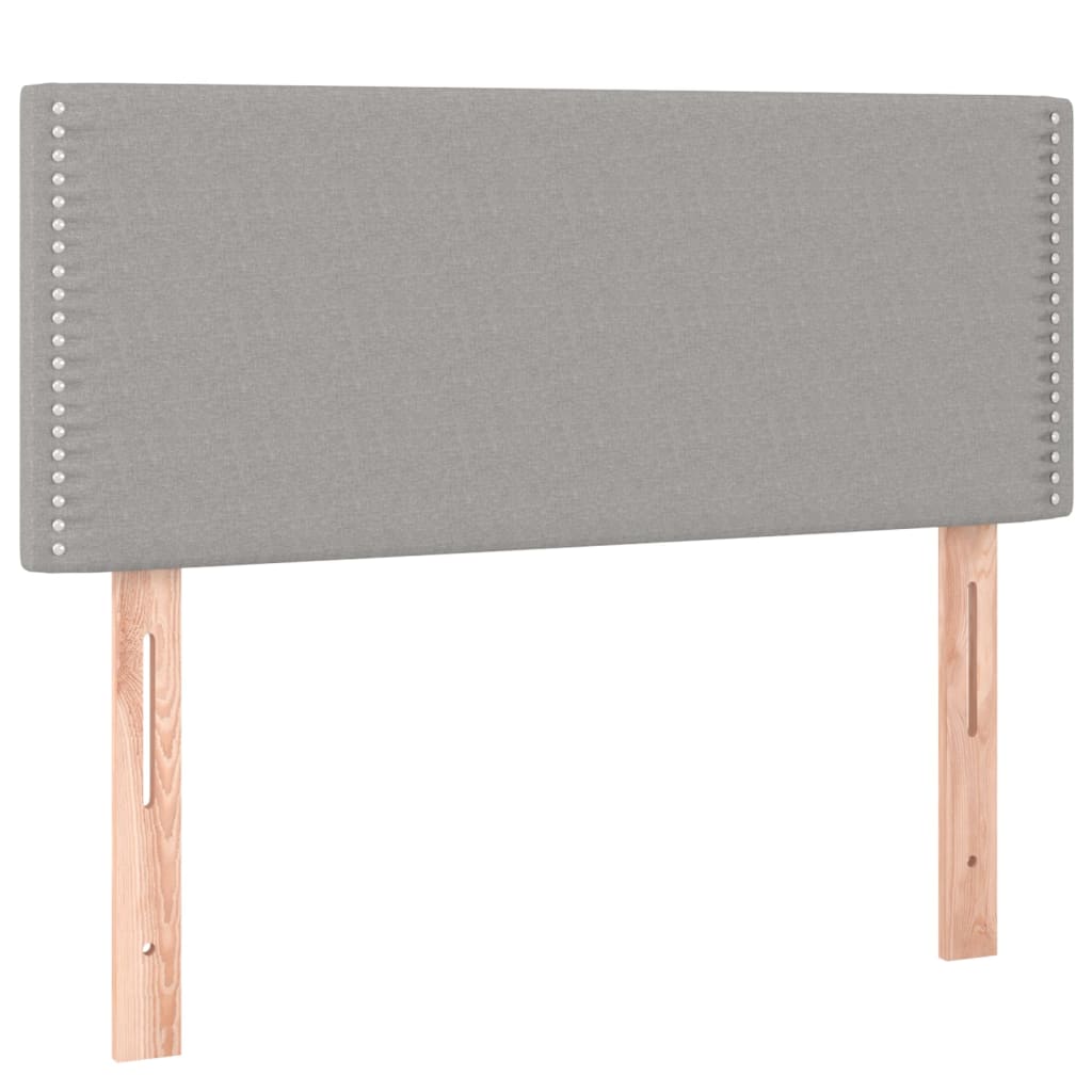 Cama Box Spring Colchón Y Luces Led Tela Gris Claro 90x200 Cm / Vetonek_1