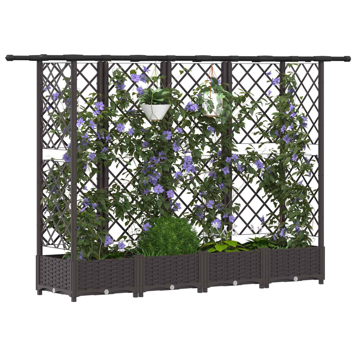 Cama Elevada Con Trellis Y Techo Marrón 202,5 X 40 X 121 Cm Pp_2