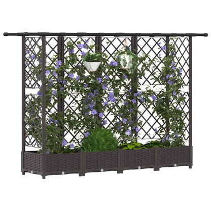 Cama Elevada Con Trellis Y Techo Marrón 202,5 X 40 X 121 Cm Pp_2