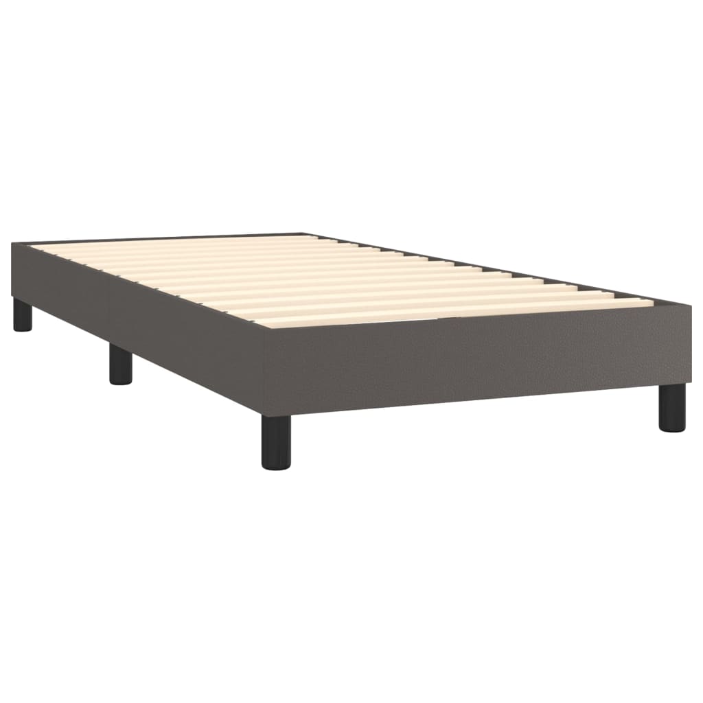 Cama Box Spring Y Colchón Led Cuero Sintético Gris 80x200 Cm / Vetonek_4