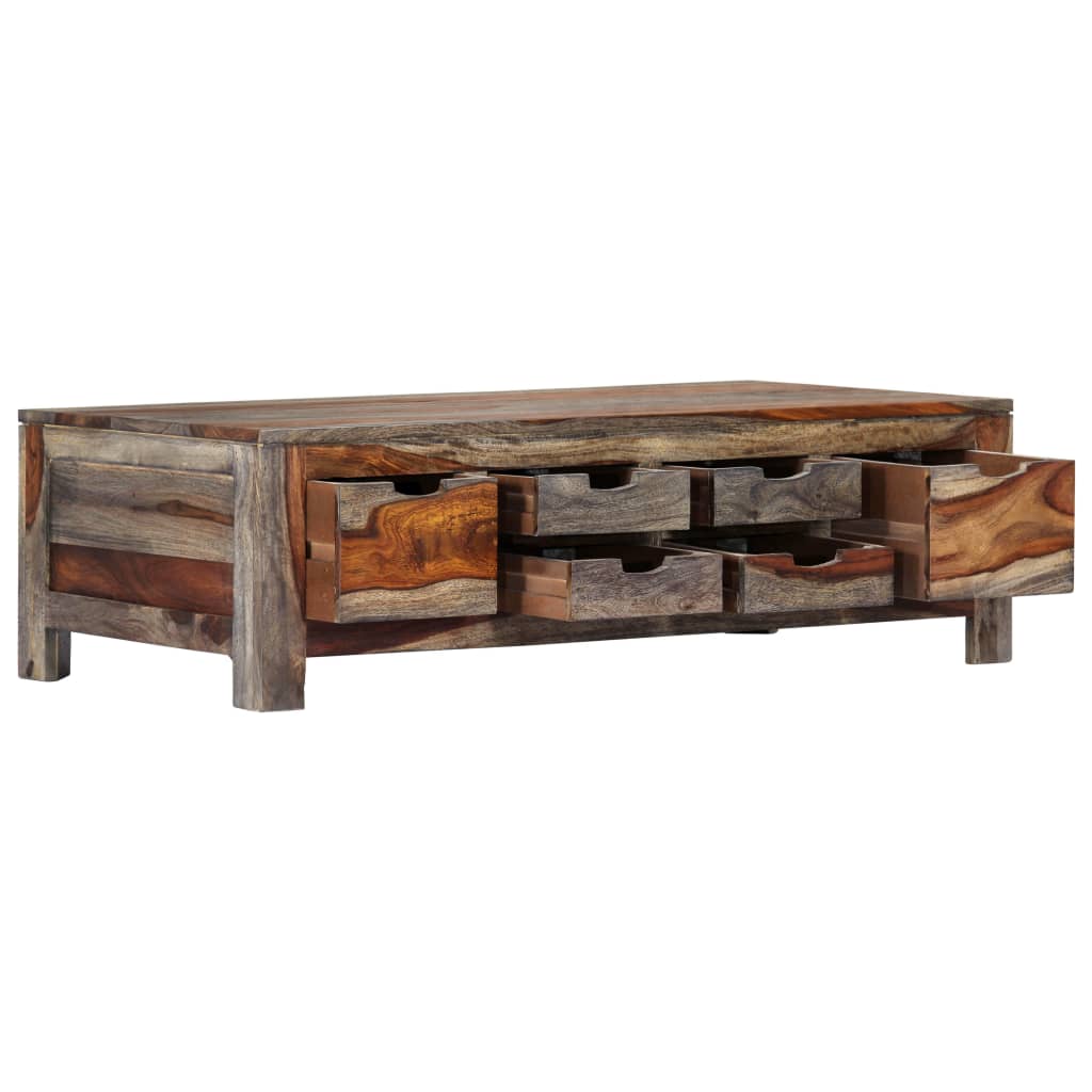 Mesa De Centro Madera Maciza De Sheesham Gris 100x50x30 Cm_1