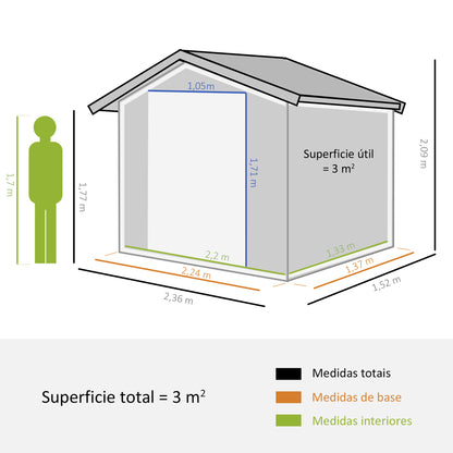 Outsunny Cobertizo De Jardín Exterior 3 M² 236x152x209 Cm Natural Y Café_2
