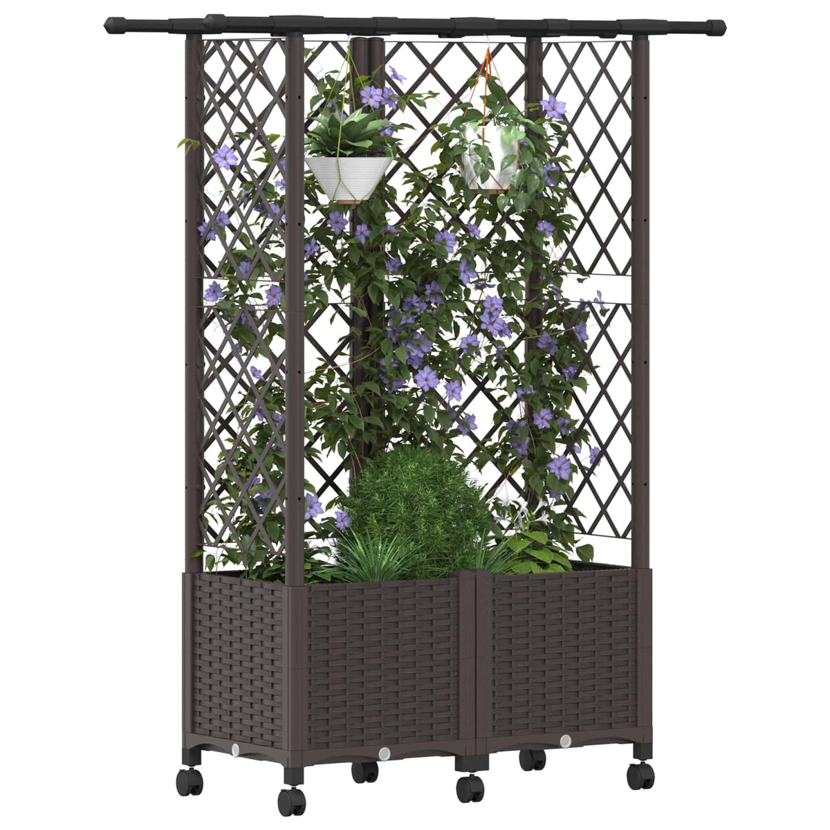 Cama Elevada Con Trellis Y Techo Marrón 124 X 40 X 142 Cm Pp_2