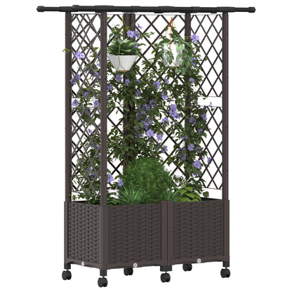 Cama Elevada Con Trellis Y Techo Marrón 124 X 40 X 142 Cm Pp_2